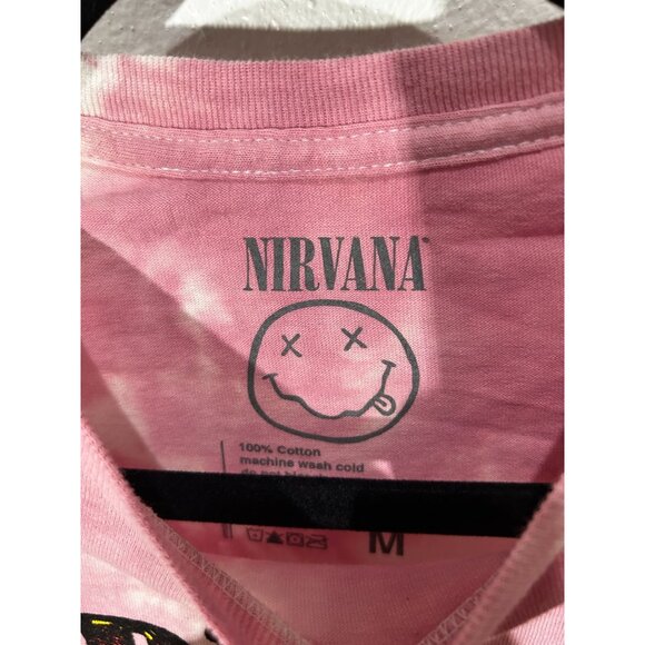NEW Nirvana pink tie dye smiley tee, Size M - Picture 2 of 3